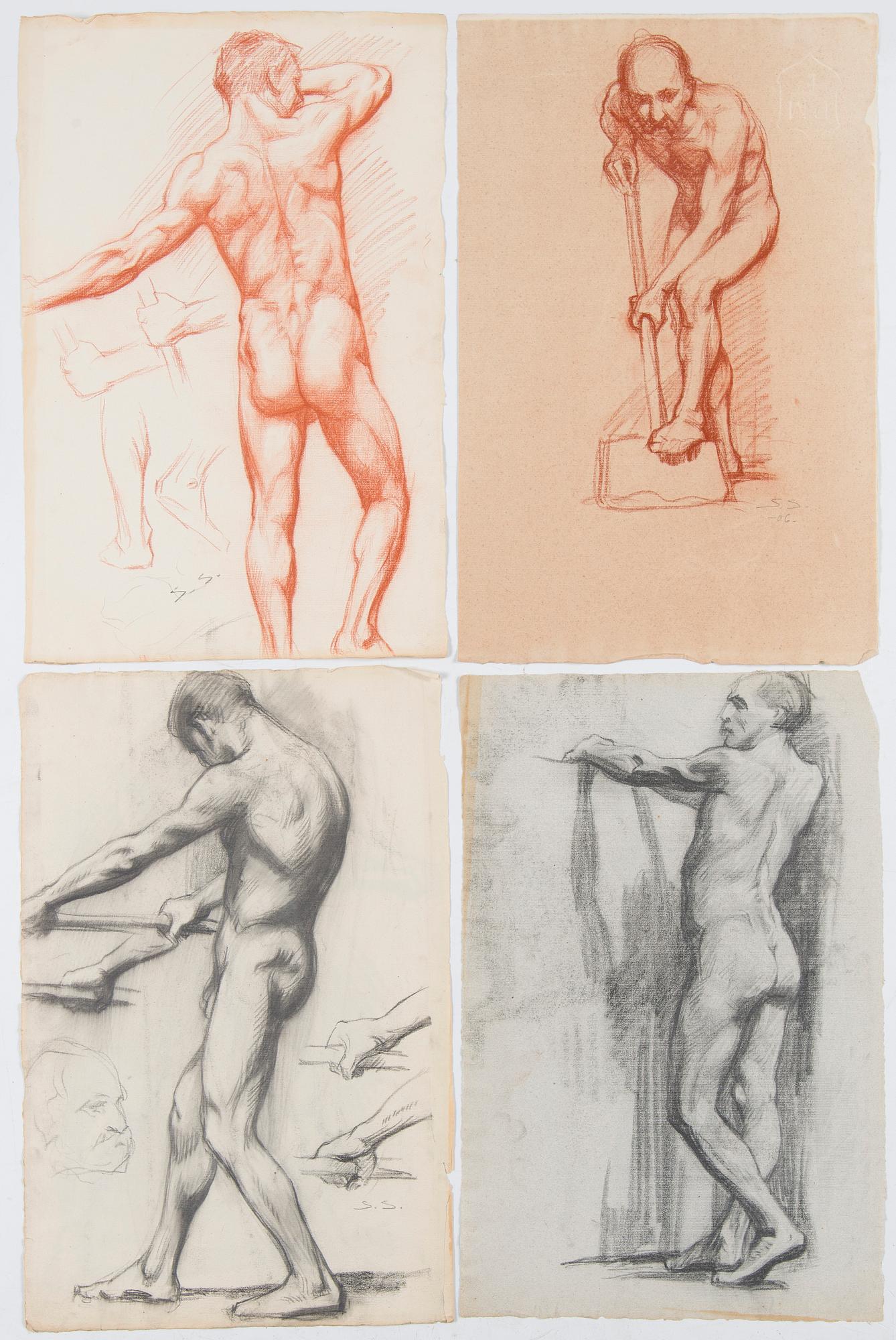Santeri Salokivi, Konstnärsmapp innehållande sex st. Nakenstudier av Män.