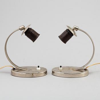 A PAIR OF CHROME WALL/TABLE LAMPS, art déco, 1930s.