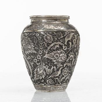 A Persian silver vase, 20th century.
