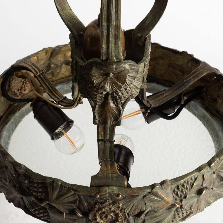 Arvid Böhlmarks Lampfabrik, a model 3853 A Art Nouveau ceiling lamp, Stockholm, 1910s.
