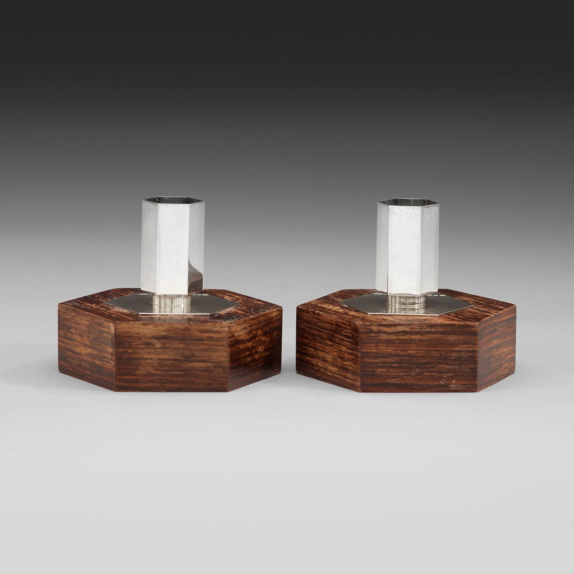 LJUSSTAKAR, ett par, sterling silver Wiwen Nilsson, Lund 1967.