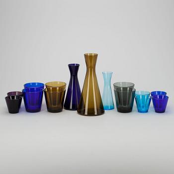 KARAFFER, 3 st, GLAS 6+6 st, Kaj Franck Notsjö, 1950/1990-tal.