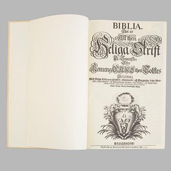 KARL XII:s BIBEL, "Biblia, thet är all then heliga skrift på swensko....", Stockholm 1703.