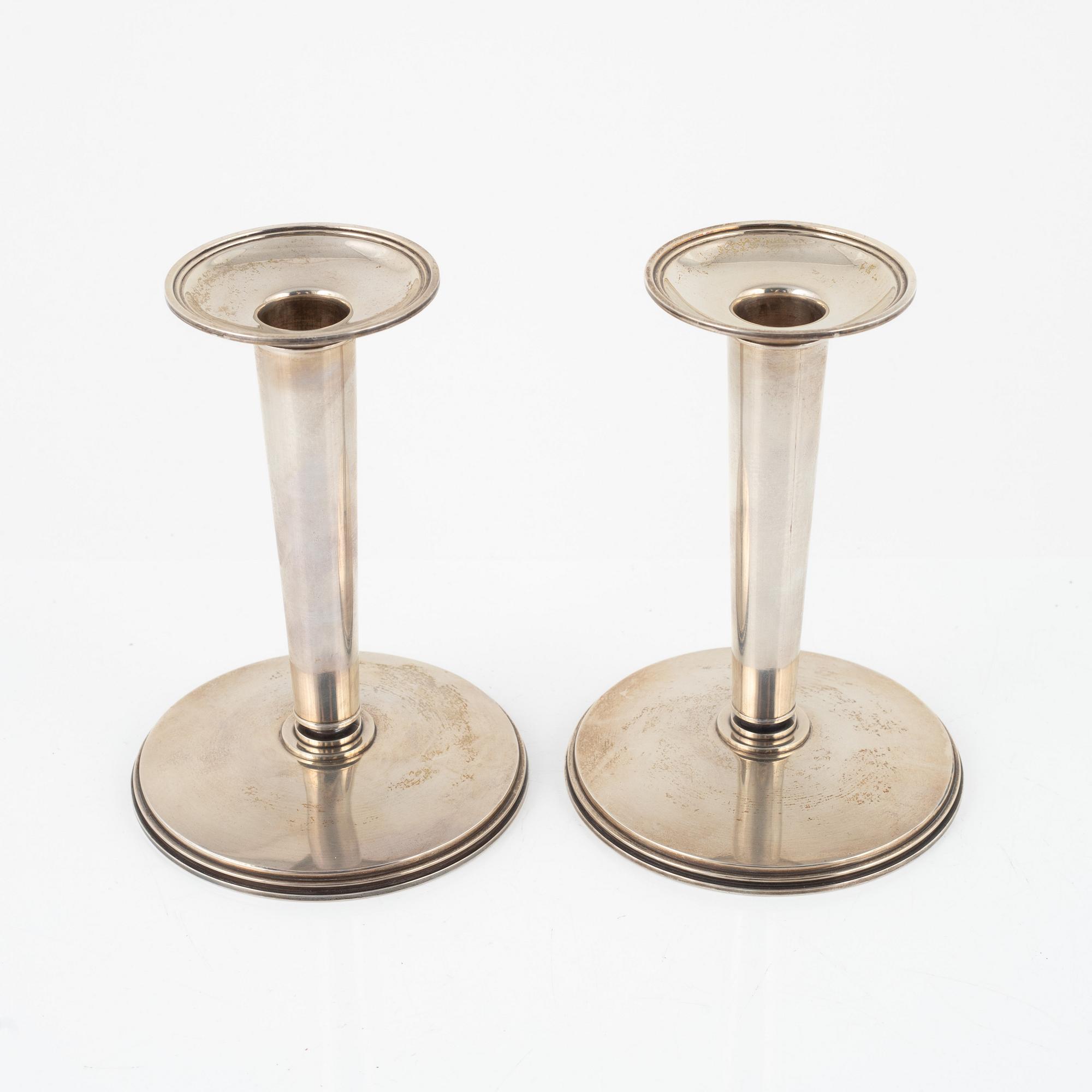 Atelier Borgila, A pair of sterling silver candlesticks from Borgila, Stockholm 1967.