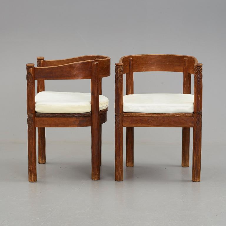 BRÖDERNA ERIKSSON (The Eriksson brothers), attributed to, a pair of stained and carved chairs, Arvika, Art Nouveau,