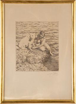 ANDERS ZORN, etching, 1917, signed in pencil.