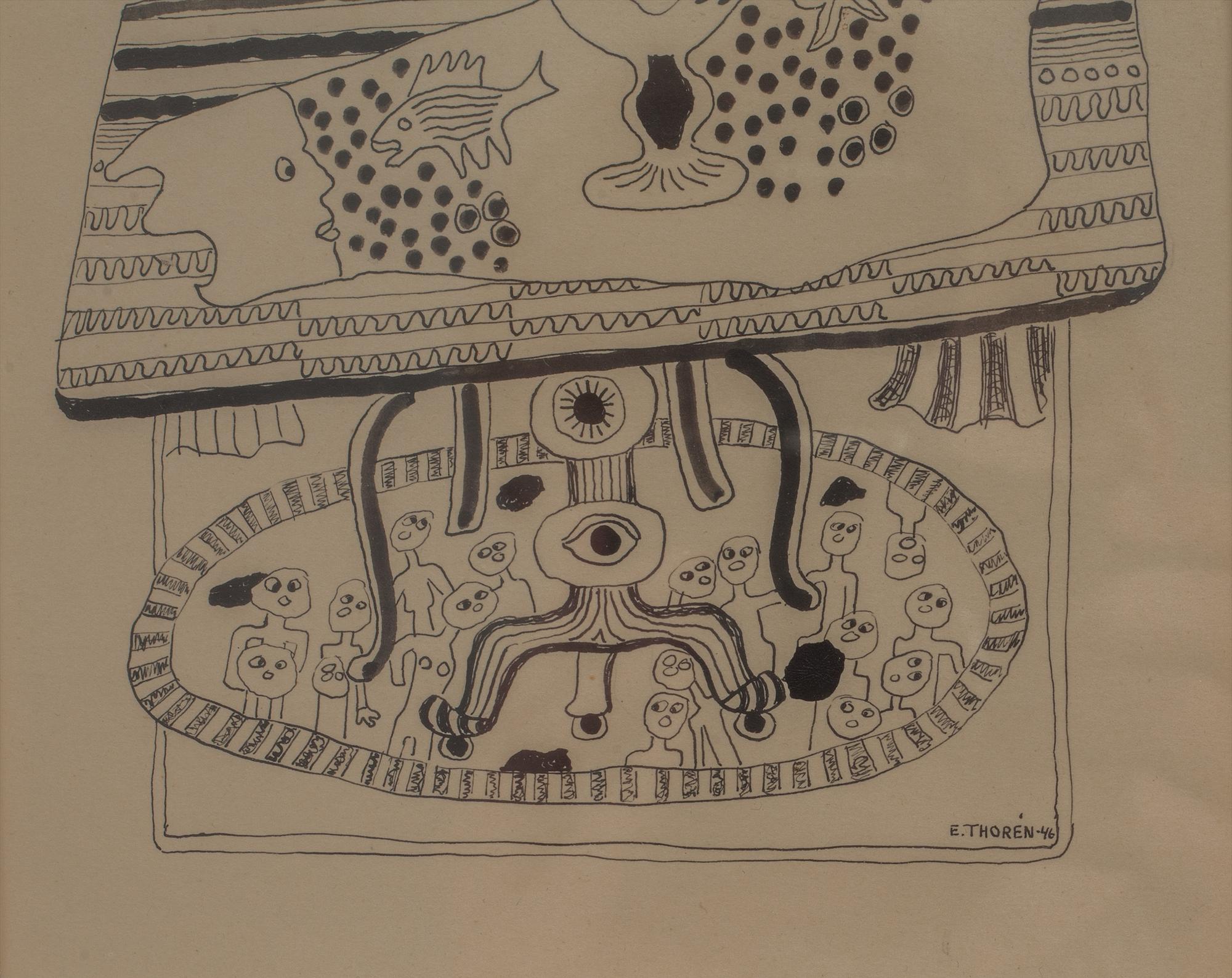 ESAIAS THORÉN, Tusch, signerad o daterad 1946.