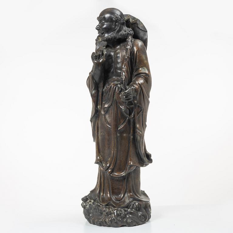 A large Japanese bronze figure of a Rakan, Meiji (1868-1912).