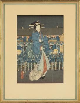 Utagawa Kunisada, a woodblock print in colours, mid 19th Century.