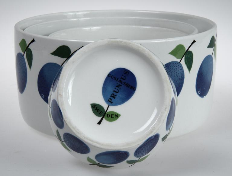SERVISDELAR, 48 st, porslin, "Prunus" Stig Lindberg, Gustavsberg.