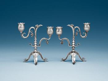 A pair of  K. Anderson silver candelabra, Stockholm 1930.