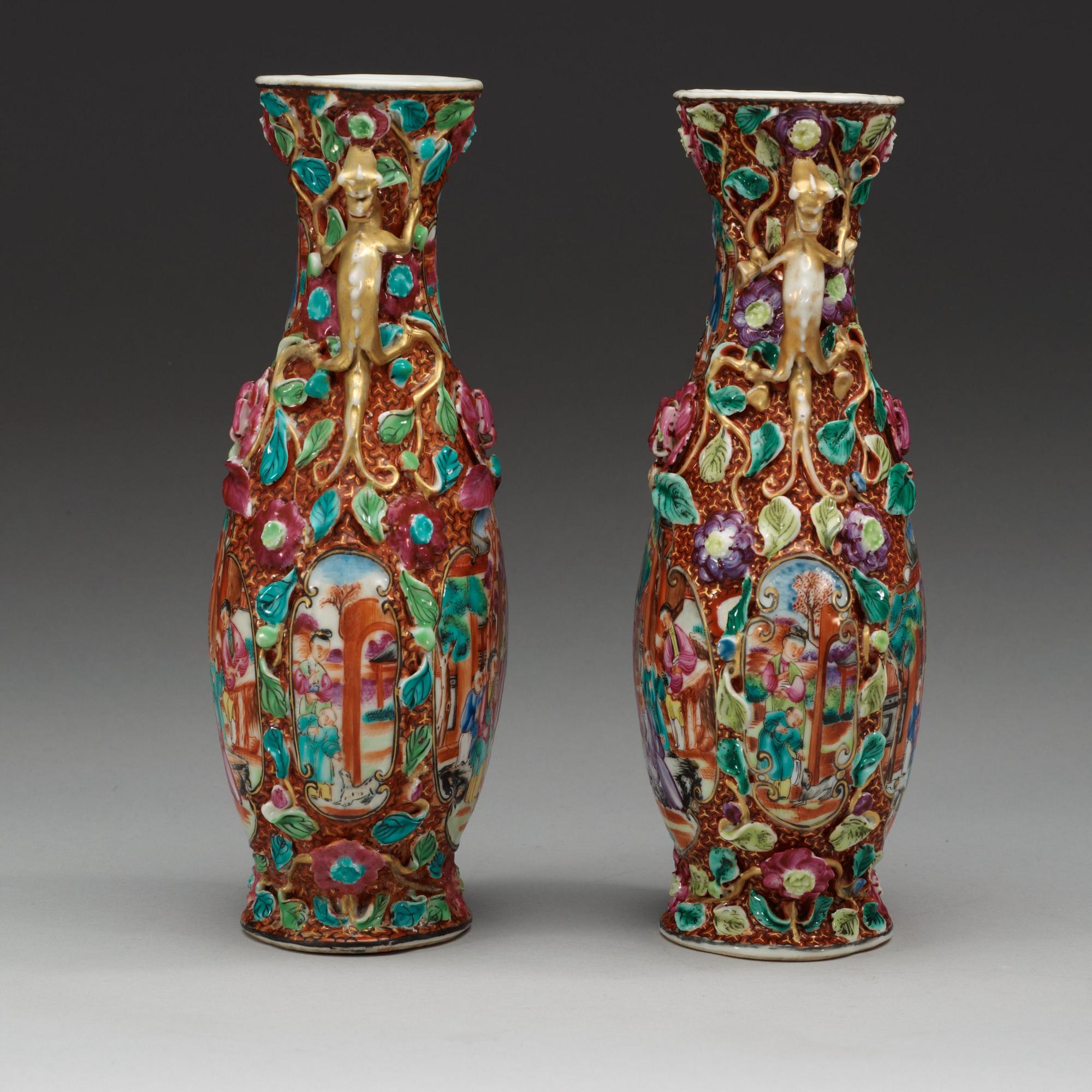 VASER, ett par, kompaniporslin. Qing dynastin, Qianlong (1736-95).
