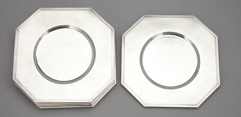 HOPEALAUTASTA, 12 kpl, sterling hopeaa. Lantz Tukholma 1973. Kokonaispaino n. 8,9 kg.