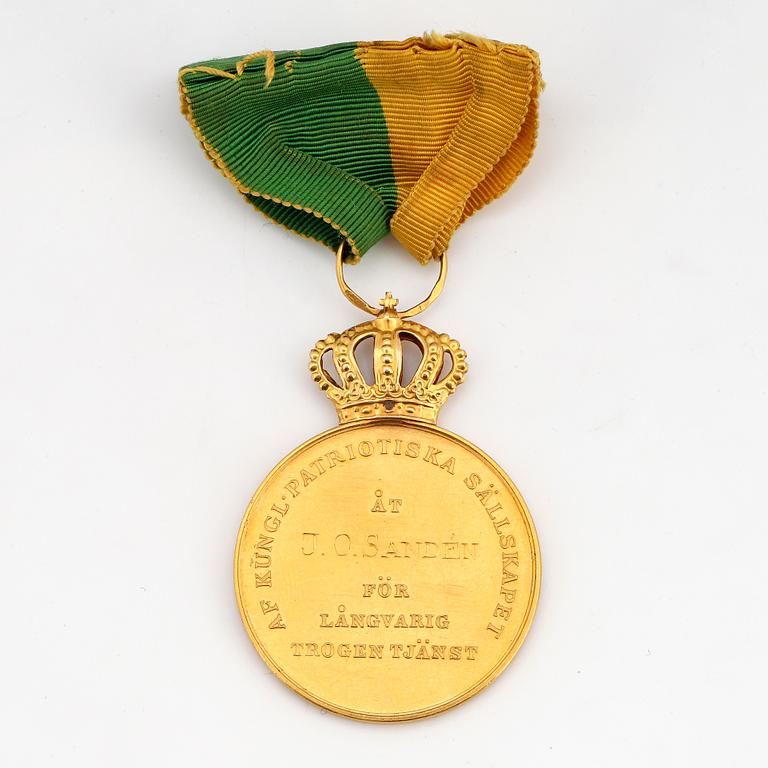 KUNGLIG GULDMEDALJ, Kungliga Patriotiska sällskapet.