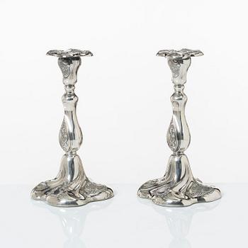A pair of Norwegian silver candlesticks, mark of Thorvald Marthinsen, Tonsberg, circa mid-20th century.