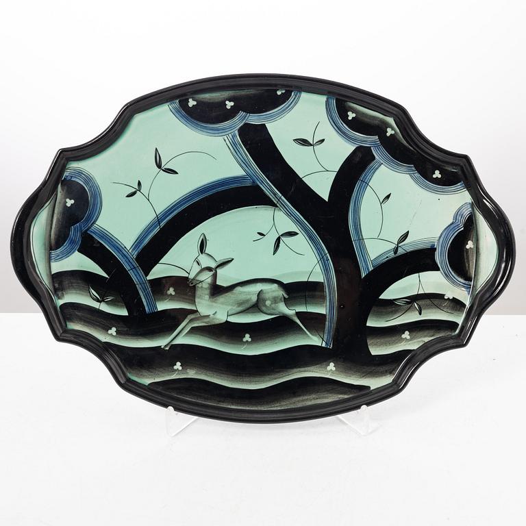 Ilse Claesson, attributed to, an Art Deco tray, Rörstrand, 1930's.