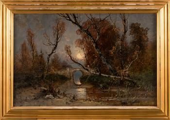 Julius von Klever, Bridge in autumn landscape.