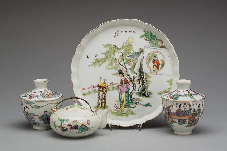 PARTI PORSLIN, 4 delar, porslin, 1800/1900-tal.