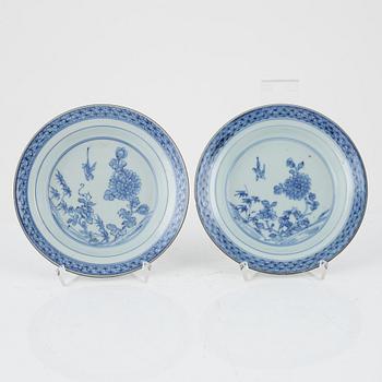A set of eight blue and white dishes, Qing dynasty, 18th Century.
