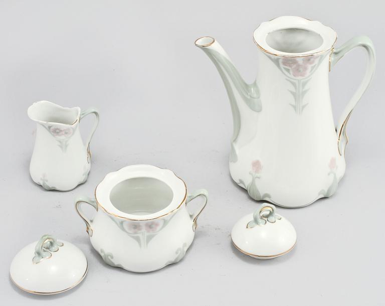 KAFFESERVIS, 3 delar, jugend, Rörstrand, omkring år 1900.