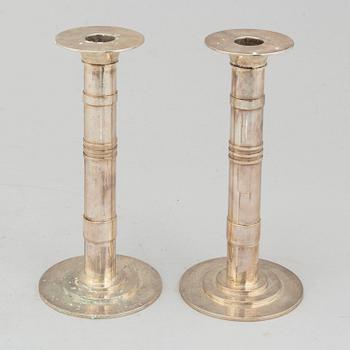 SIGVARD BERNADOTTE, a pair of silver candlesticks from Jörgen Jensen and Nordiska Kompaniet, Stockholm, 1932.
