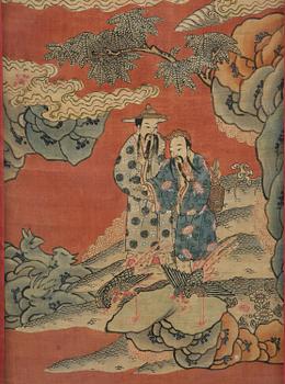 A set of four kesi panels depicting Xiwangmu and the daoist Immortals, late Qing dynasty.
