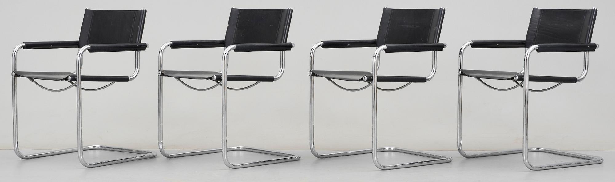 KARMSTOLAR, 4 st, Bauhaus-typ, Fasem, 1900-talets andra hälft.