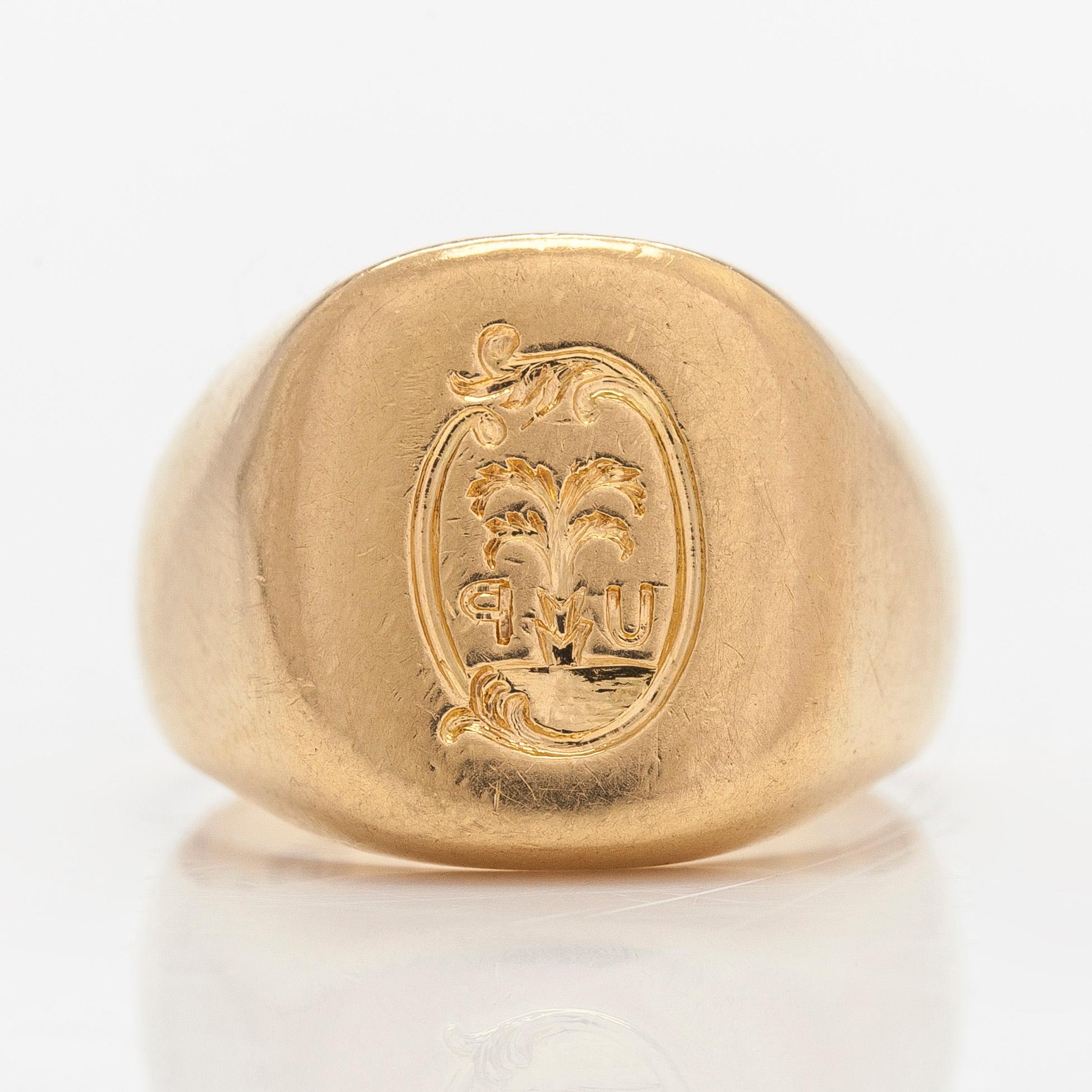 Sinettisormus, 18K kultaa. Tukholma 1962.