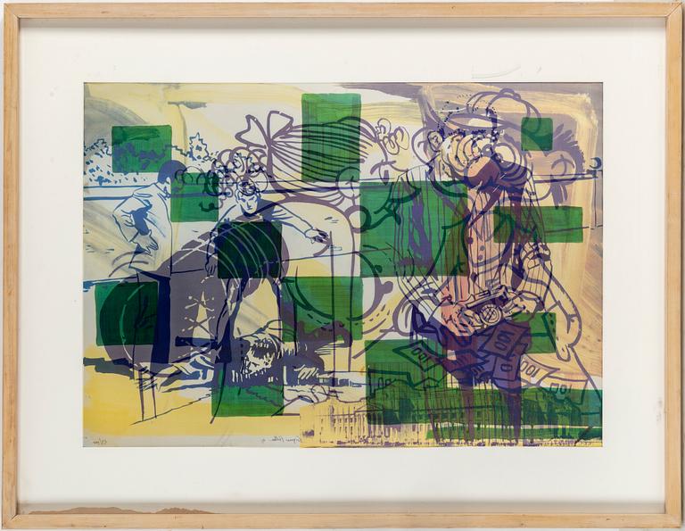 SIGMAR POLKE, Double-sided offset lithograph in colors on tracing paper, 1991, signed and numbered 53/100.