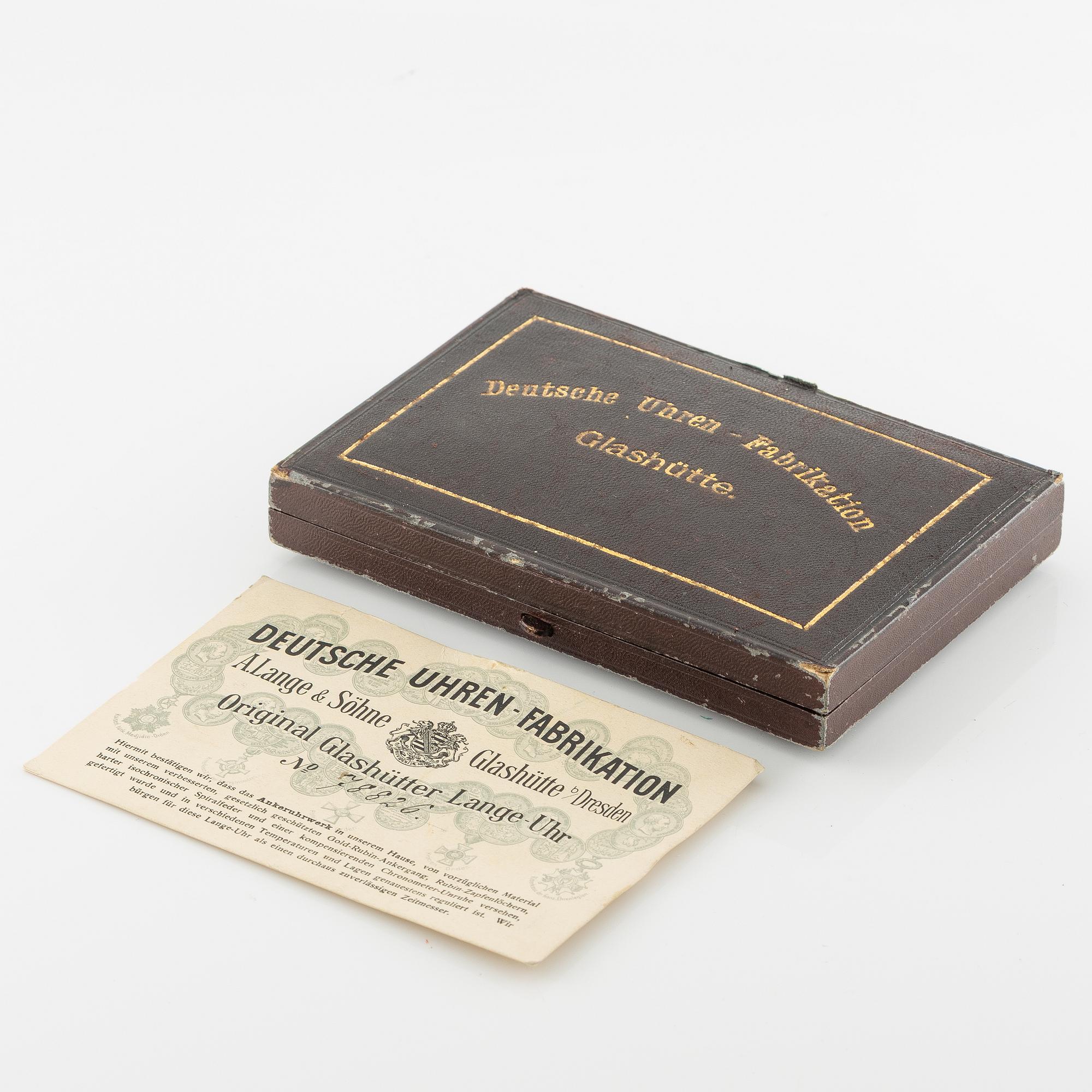 A. Lange & Söhne, Deutsche Uhrenfabrikation Glashütte, hunter, ca 1920.