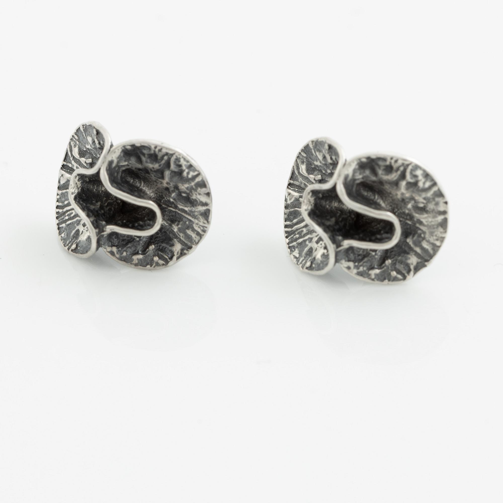 Theresia Hvorslev, bracelet, ring, pendant, earrings, 1 pair, sterling silver, chain, silver, Lidköping 1977, 1976, 1978 and 1973.