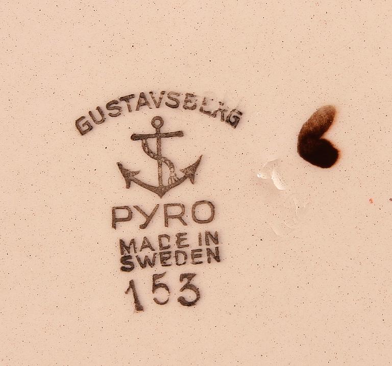 TALLRIKAR, 14 st, "Pyro Brun", Wilhelm Kåge, Gustavsberg. Modell nr 153.