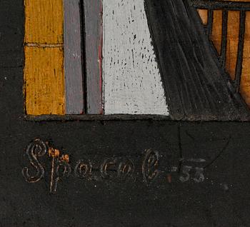 LOJZE SPACAL, komposition på trä, sign och dat -53.