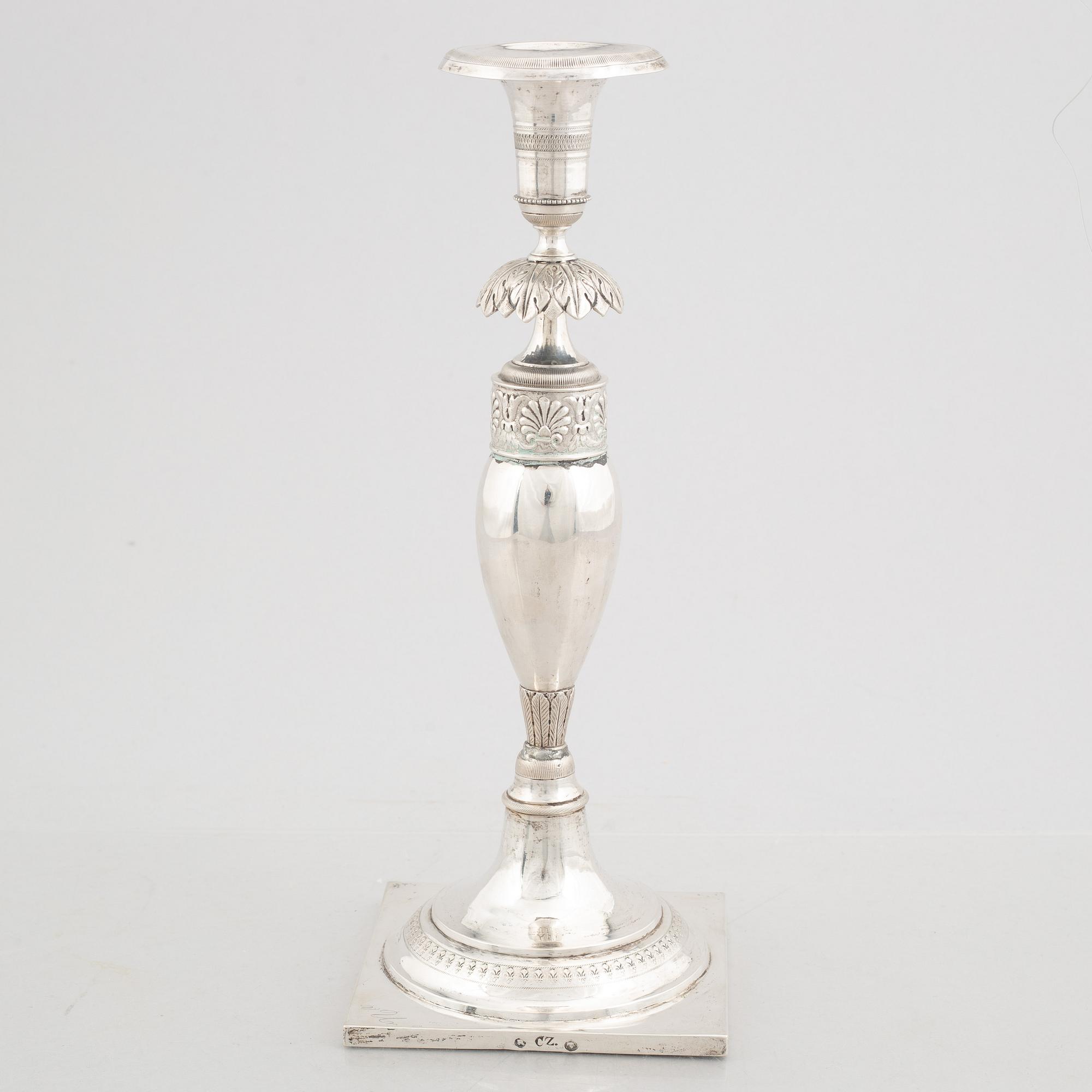 A German silver candlestick, Breslau/Wrocław 1834-1838.