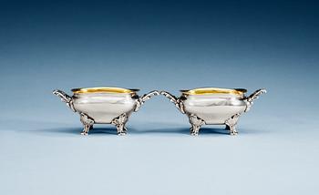 833. A PAIR OF SWEDISH PARCEL-GILT SALTS, Makers mark of Hans Friedrich Stenqvist, Karlskrona 1794.