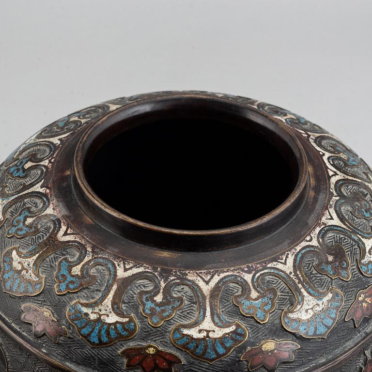 A Chinese bronze and enamelled vase, 20th century.