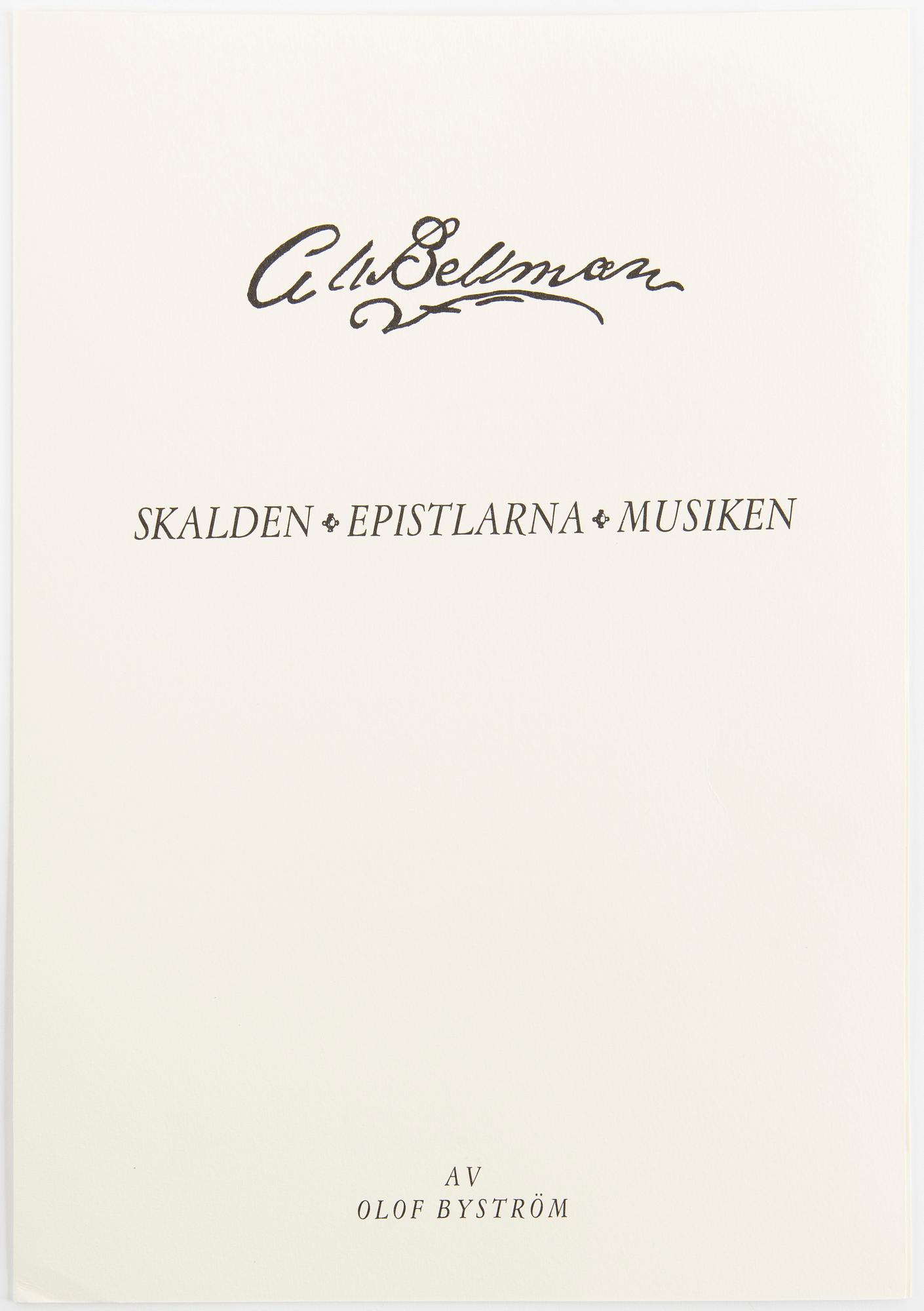 Peter Dahl, "Carl Michael Bellman: Fredmans Epistlar".