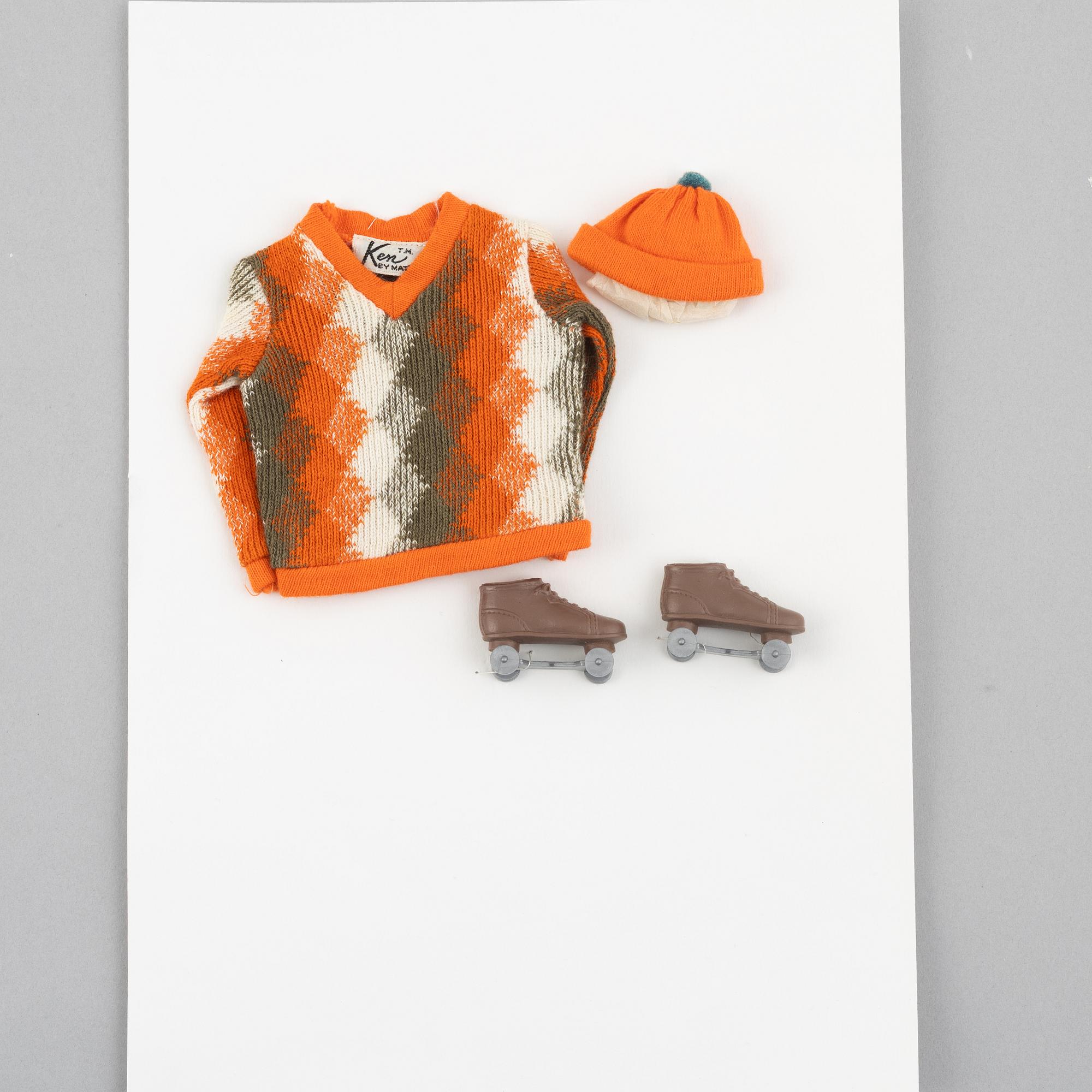 Clothing sets, Ken, 4 pcs, including "Dr Ken, 793" & "Ken, Holiday, 1414", Mattel, 1960s.