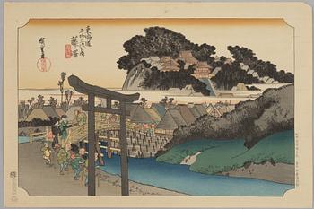 Ando Utagawa Hiroshige, after, prints from "The Fifty-Three Stations of the Tōkaidō" 20th century.