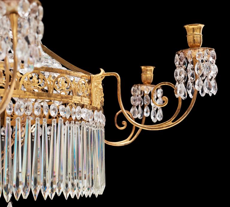 A German circa 1800 nine-light chandelier.