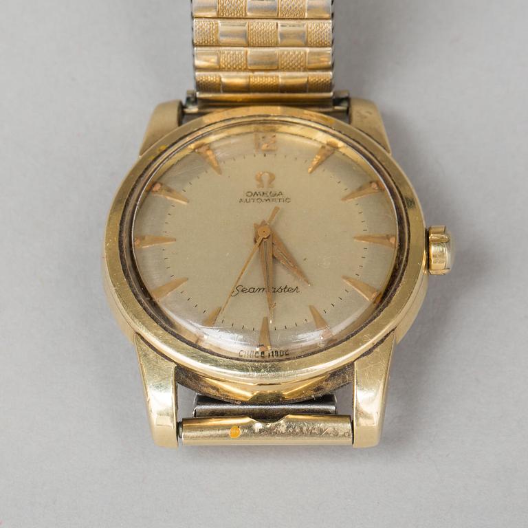 ARMBANDSUR, herr, Omega, Seamaster, Automatic, guld på stål/stål, 1950/60-tal.