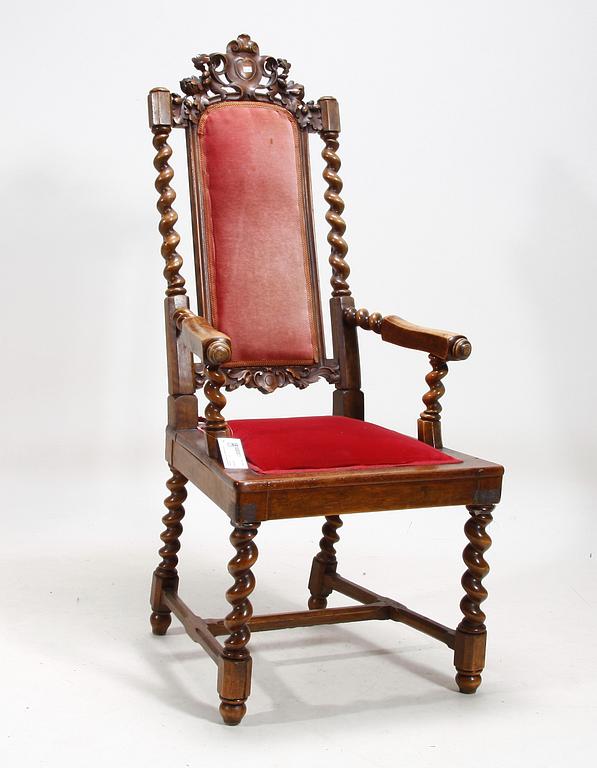 KARMSTOL, barockstil, sent 1800-tal.