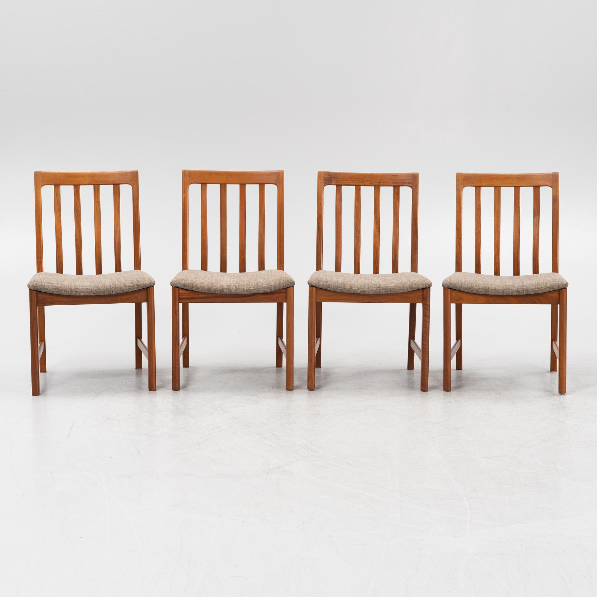 Karl Erik Ekselius, 4 walnut chairs, JO Carlsson Vetlanda, 1960's.