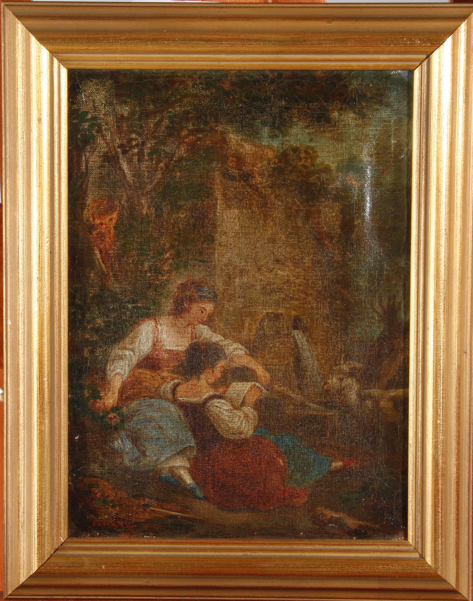 OKÄND KONSTNÄR,  olja på duk. 1800-tal, sign Jutigny.