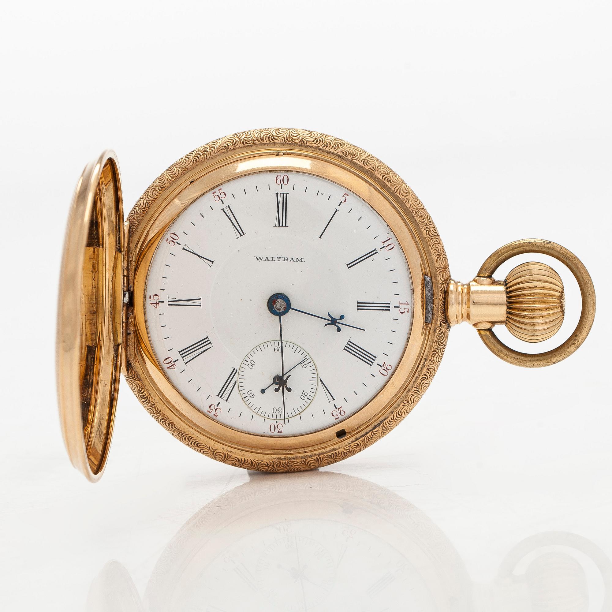 Waltham, pocket watch, hunter, 56.5 mm.