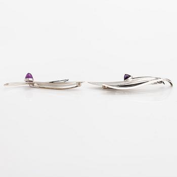 Elis Kauppi, Two silver brooches with amethyst. Kupittaan kulta, Turku 1959 and 1965.