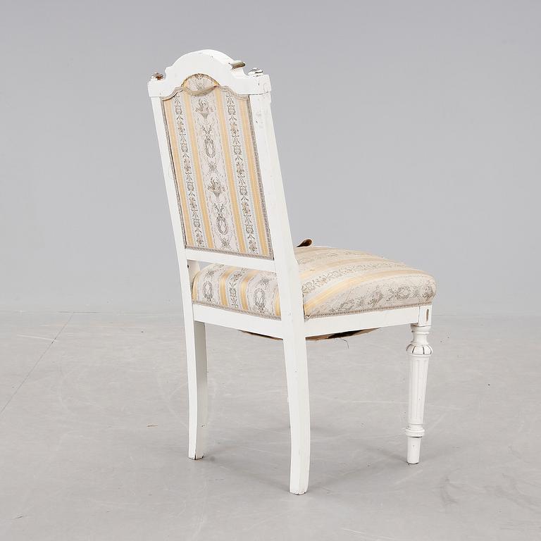 STOLAR, 3 st, nyrokoko, samt STOL, gustaviansk stil, 1800/1900-tal.