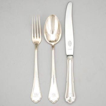 PARTI BESTICK, 17 stycken, silver, L C Bökman, Stockholm, 1931.