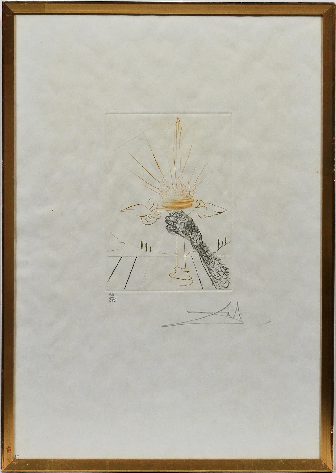 SALVADOR DALI (SPANIEN), Salvador Dali Spanien 1904-1989. Torrnål i färg, 1970, på Japanpapper, signerad 33/250.