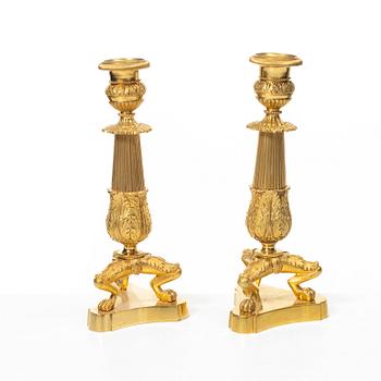 Ljusstakar, ett par, senempire-stil, sent 1800-tal.